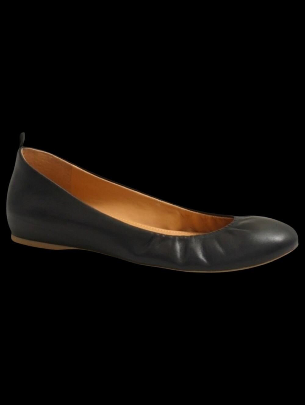 *READ* J CREW "Anya" Round Almond Toe Black Leather Ballet Flats Size 8